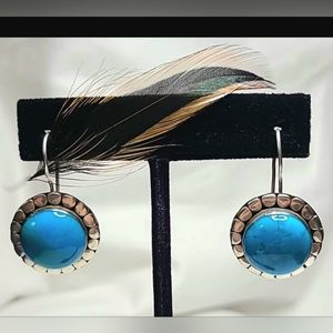Estate Autjentic Native American Silver .925 Turquoise Earrings